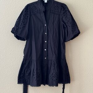 Christian Lacroix Black Eyelet Dress